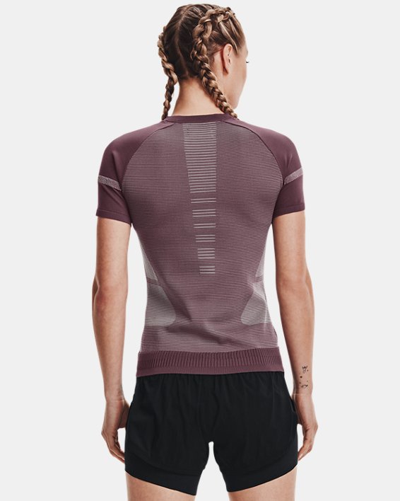 Women's UA IntelliKnit ¼ Zip Short Sleeve, Purple, pdpMainDesktop image number 2
